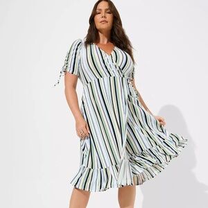 Torrid Striped A-line Midi Wrap Dress Size 1X
